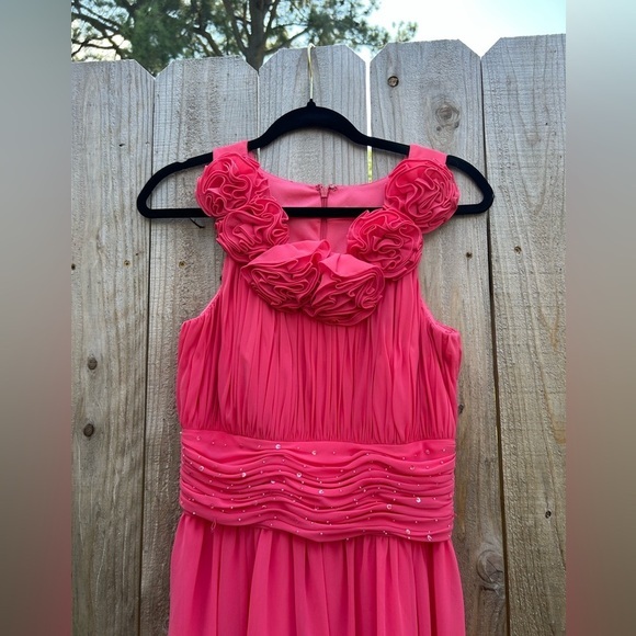 JS Boutique Barbie pink formal dress ruffle size 4 rhinestone prom dance - Picture 8 of 11